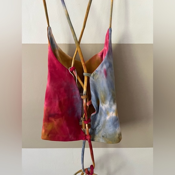 HALARA Spaghetti Strap Tie Dye Backless Crisscross Lace Up Cropped Top Size M - Picture 5 of 5
